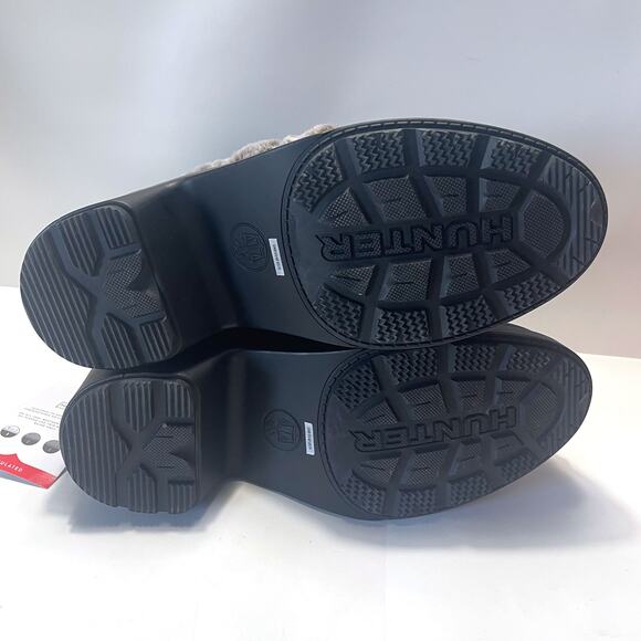 HUNTER NWT Waterproof Faux Fur Trimmed Lace Up Bootie in Black Size 11 - Picture 11 of 11